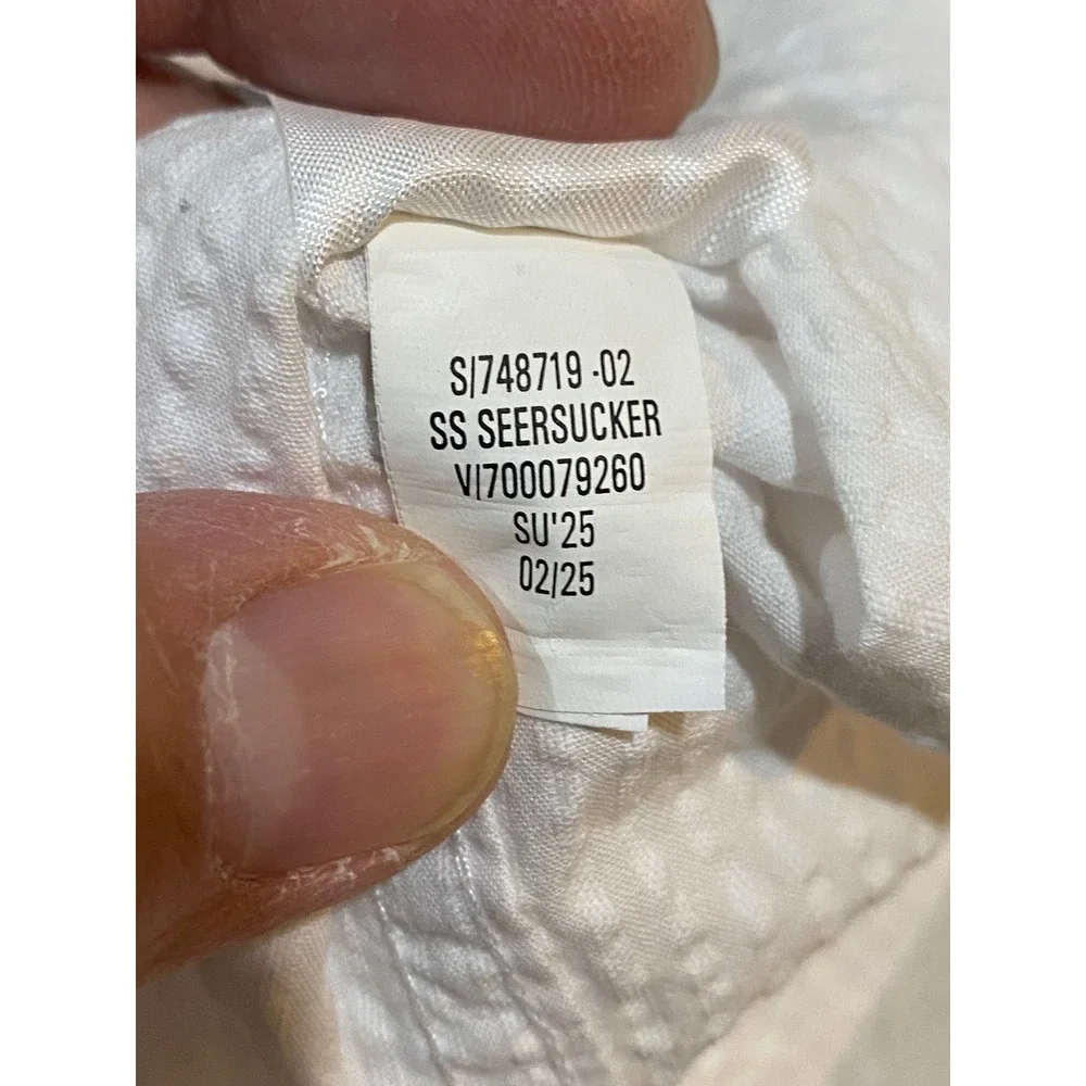 Banana Republic Mens XXL White Seersucker SS Button Down Shirt S/748719‎